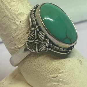 Vintage Turquoise Ring Size 9 Sterling Silver